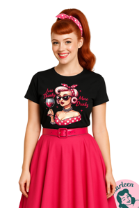 Less Thinky More Drinky – Sort T-shirt med Retro Print